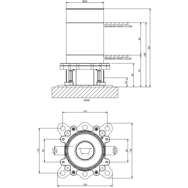 внутренняя часть gessi emporio 38389#031 для напольного смесителя для ванны с душевой лейкой цвет хром
