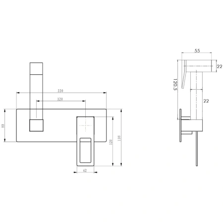 гигиенический душ boheme q 147-bb со смесителем, черный матовый