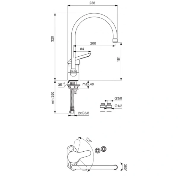 смеситель для кухонной мойки vidima сева ii ba053aa