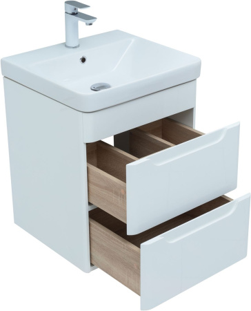 мебель для ванной aquanet софия 50 белый глянец (2 ящика)