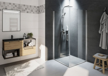 душевой уголок riho novik z201 90х100 g003012120 (gz5090100) профиль хром, стекло прозрачное