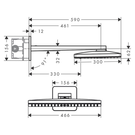 верхний душ 466x300 мм axor showersolutions 35275000