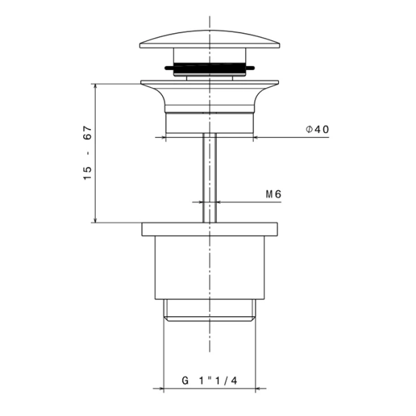 донный клапан newform x-steel 316 24686.59.067 для раковины, без перелива, монтажный размер: 15-67 мм pvd brushed copper bronze