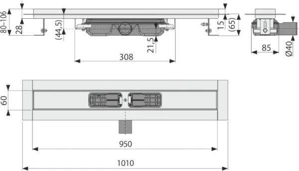 душевой лоток alcaplast apz106-950 без решетки душевой лоток alcaplast apz106-950 без решетки