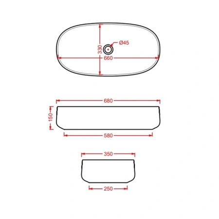 раковина artceram cognac quadro col005 17 00 накладная, без отв., без перелива, на столешницу, saniglaze, 68х35хh15 см, черный матовый