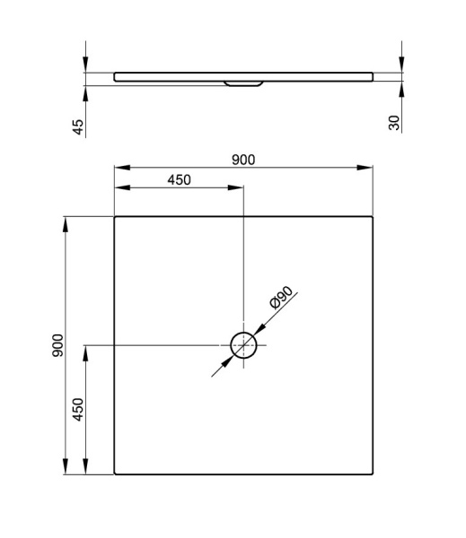 душевой поддон bette bettefloor 5931-000 90×90 см, квадратный, белый