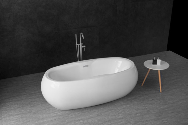 акриловая ванна belbagno bb502-1800-900 180x95 см, отдельностоящая, белая, овальная, на ножках, со сливом-переливом, с донным клапаном