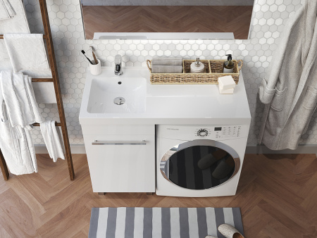 раковина 1marka wash 110 l ц0000010452 над стиральной машиной, белая
