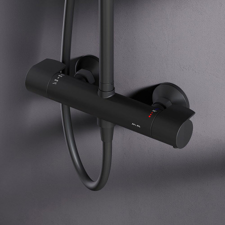 душевая система am.pm x-joy f0785a422 с термостатом, черный матовый
