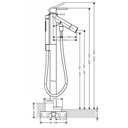 смеситель напольный для ванны axor starck 10455000