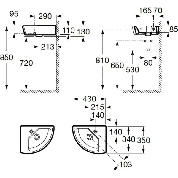 раковина 43x35 см roca hall 327623000