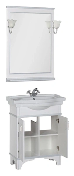 тумба под раковину aquanet валенса 80 белый краколет/серебро, 00180143