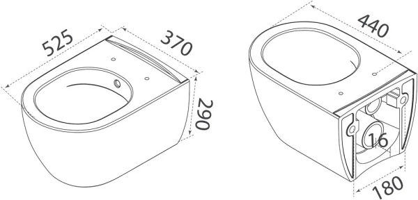 унитаз биде boheme bianca 963-2 подвесной белый глянец без сиденья