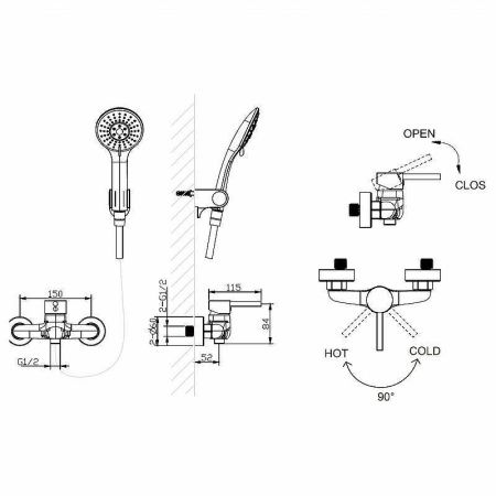 смеситель для душа bravat slim f9332366cp-01-rus