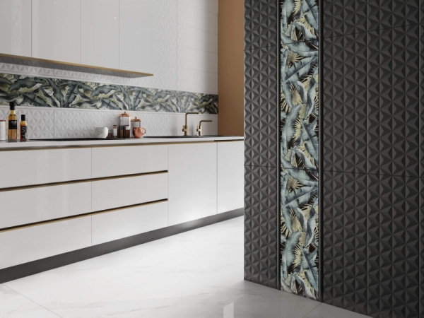 Керамическая плитка Kerama Marazzi Диагональ черный структура обрезной 12121R настенная 25х75 см