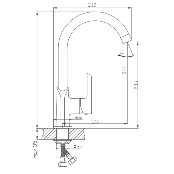 смеситель для кухни haiba hb70805-8 цвет белый \ хром