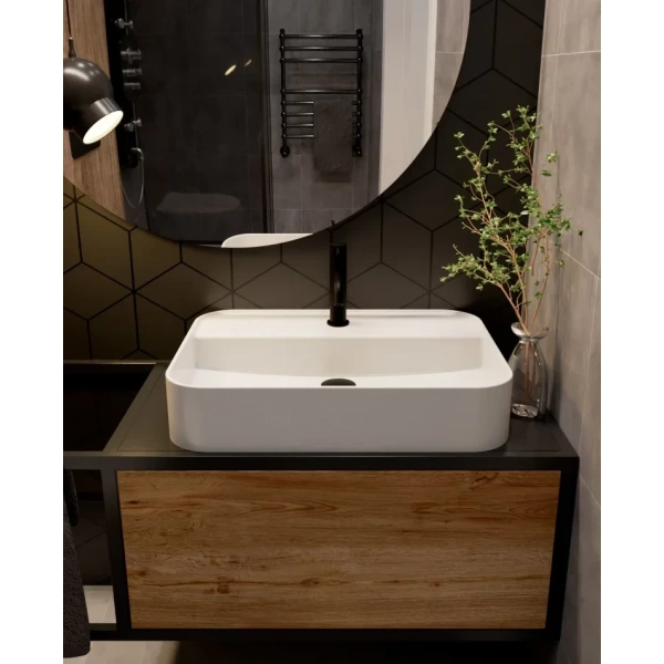 смеситель для раковины aquame siena aqm6210mb без донного клапана, черный матовый