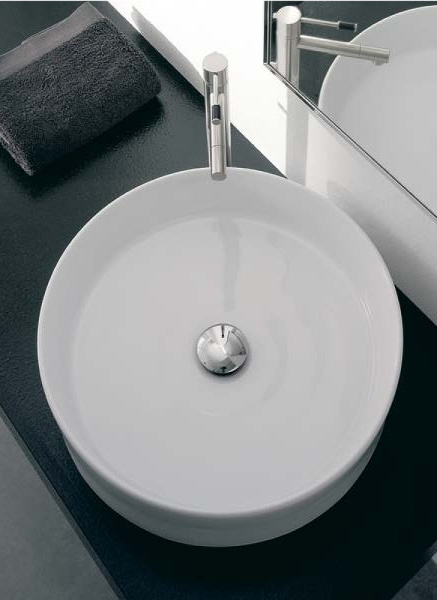 раковина scarabeo thin 8029 накладная, круглая, ø45 см, белая