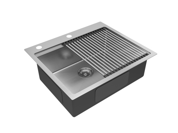 мойка нерж. сталь kroner-pro 59 + ролл-мат pro в цвет мойки, pm705951-bs+r405-bs