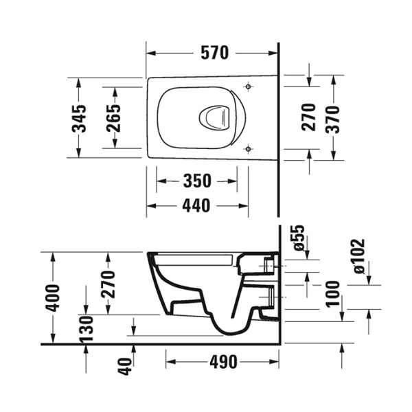 унитаз подвесной duravit viu 25110900001, rimless, с покрытием wg, цвет: белый