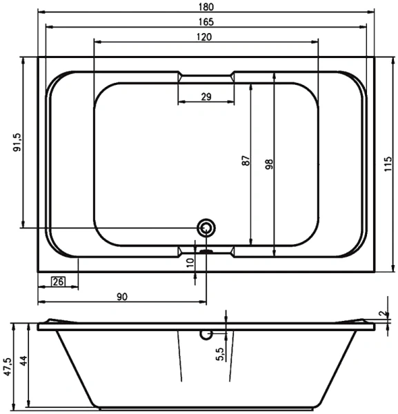 акриловая ванна riho sobek 180x115 bb2800500000000