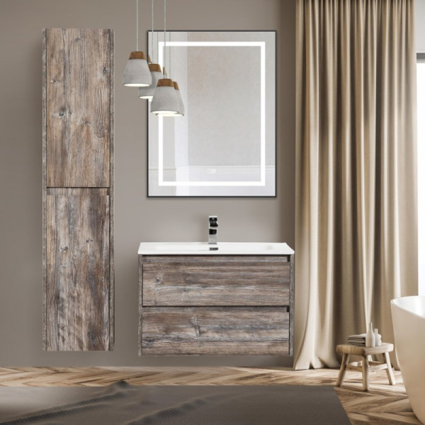 зеркало belbagno kraft 70 spc-kraft-700-800-led-tch-warm-nero с подсветкой черное с сенсорным выключателем и подогревом