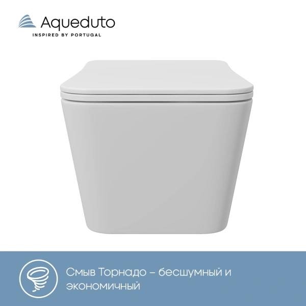 унитаз aqueduto macio tornado mact2120 подвесной, безободковый, смыв торнадо, сиденье с микролифтом, 52х37 см, белый матовый