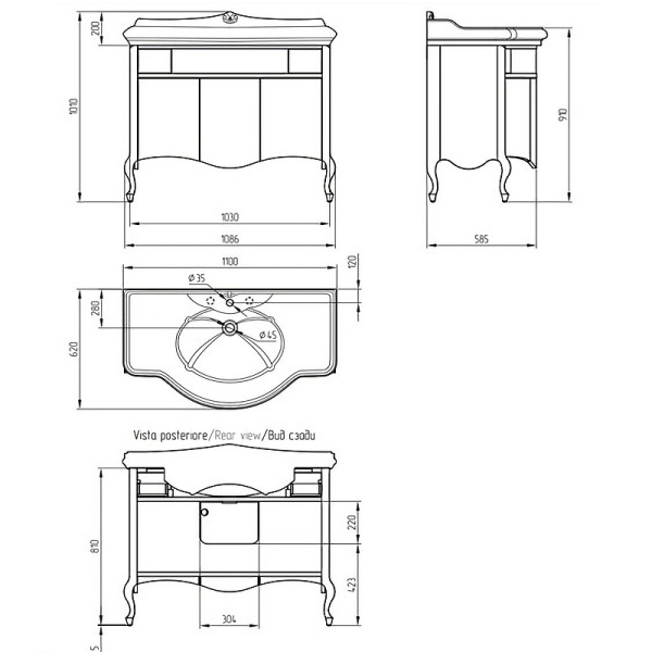тумба под раковину migliore impero 110 25958 oliva