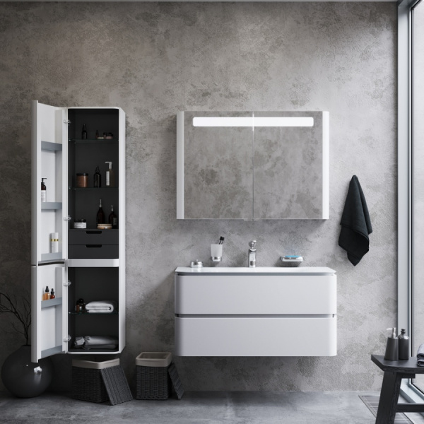 шкаф-пенал 40 am.pm sensation m30chl0406wg, белый лак, левый