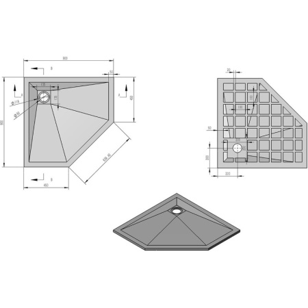 душевой поддон из литого мрамора 90×90 см vincea vst-4sp9090g