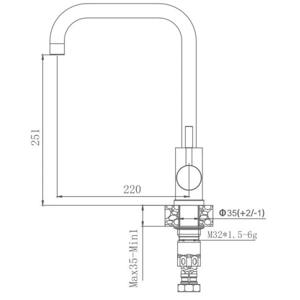смеситель для кухни haiba hb71304-4 цвет нержавеющая сталь