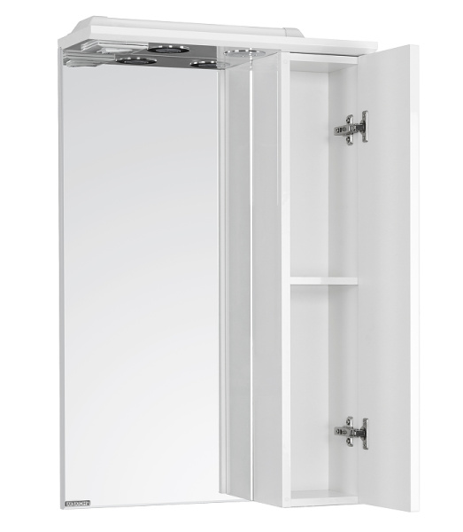 зеркало со шкафом aquaton панда 50 1a007402pd01r с подсветкой белое