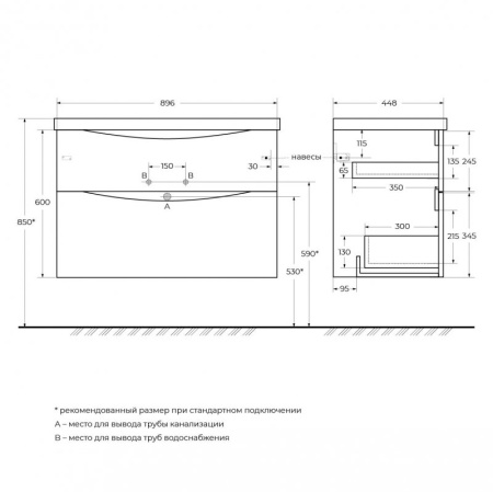 раковина belbagno 90 bb900/450-lv-art-ast-nero черная матовая