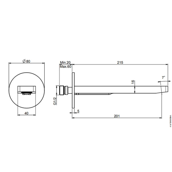 излив fima|carlo frattini mast f2418or для ванны, настенный, 20 см, золото