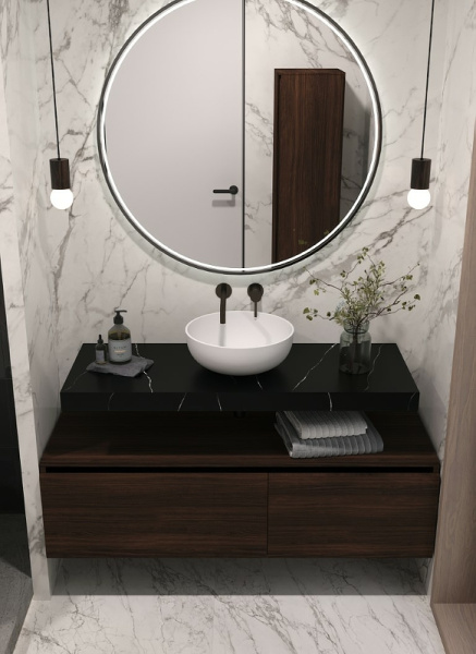 столешница под раковину boheme armadi art flat 100 869-100-nm черный мрамор