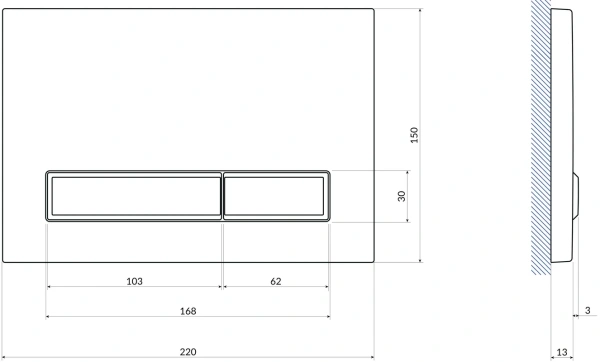 кнопка смыва для инсталляции cersanit blick 64115 пластик, цвет матовый черный