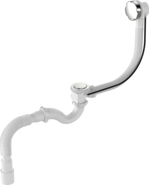 слив-перелив для ванны aquant standart v322-18-mr 50 мм, полуавтомат, хром, с сифоном