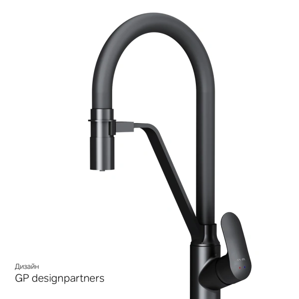 смеситель для кухни am.pm like f8007822 с гибким изливом, цвет черный