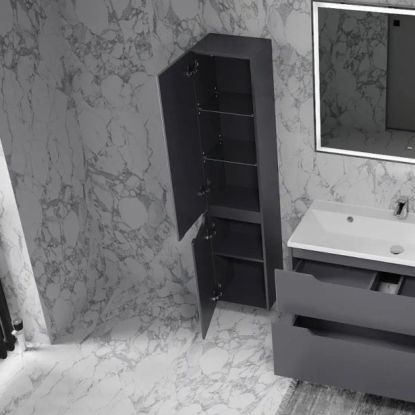 шкаф пенал aquame s3 33 aqm9003gm подвесной цвет антрацит