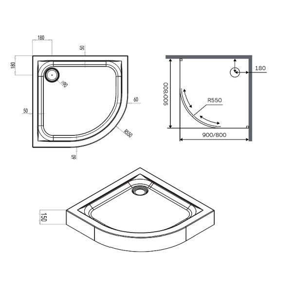 душевой поддон am.pm x-joy 90×90 w88t-205-090w64 белый