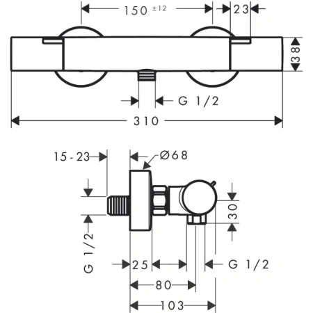 термостат для душа hansgrohe ecostat fine 13324670