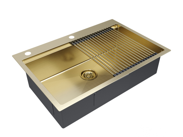 мойка нерж. сталь kroner-pro 75 + ролл-мат pro в цвет мойки, pm707551-bg+r405-bg