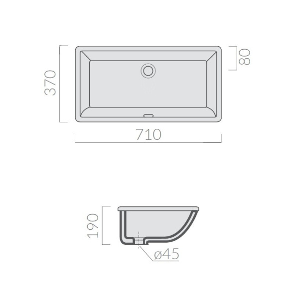 раковина встраиваемая galassia m2 2036, 71 см