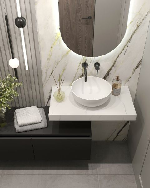 столешница под раковину boheme armadi art flat 60 869-060-clct белый мрамор