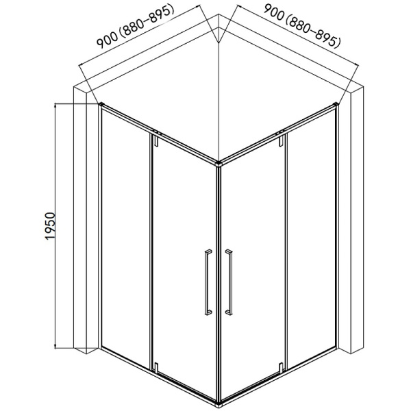 душевой уголок aquame 90×90 aqm7102 профиль хром, стекло прозрачное