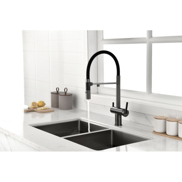 смеситель для кухни с подключением к фильтру paulmark gravity gr213188-b беретта/ черный