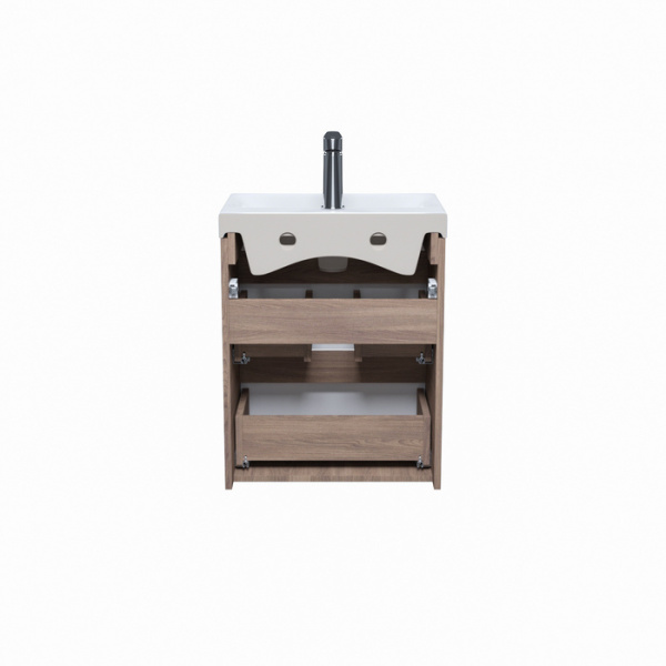 тумба с умывальником 50 см iddis zodiac zod5ab0i95k, подвесная с ящиками, белая/под дерево