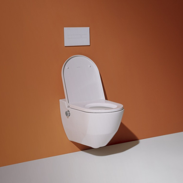 унитаз-биде подвесной laufen cleanet navia 8.2060.1.757.000.1, безободковый в комплекте с сиденьем, микролифт, цвет: белый матовый