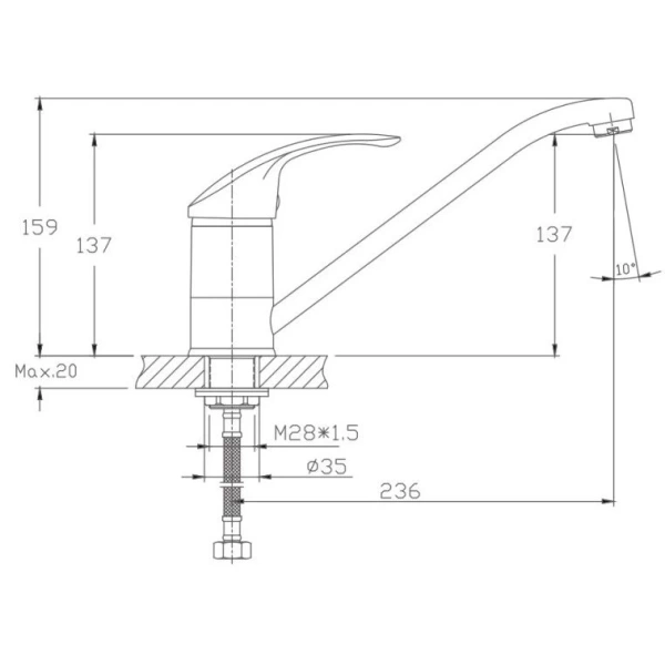 смеситель для кухни haiba hb4921-10 цвет коричневый
