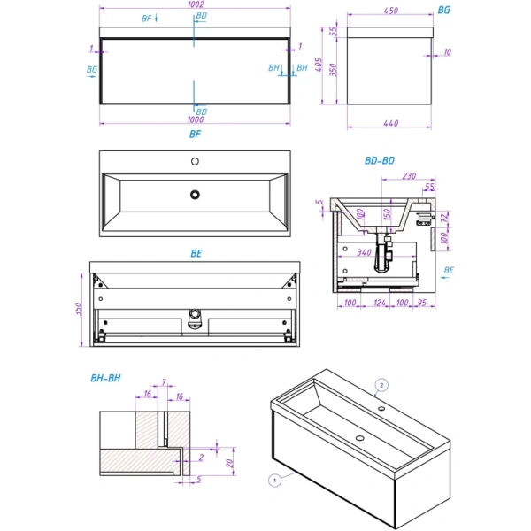 тумба под раковину la fenice simpla fnc-01-sim-b-100 100 см, подвесная, белый матовый